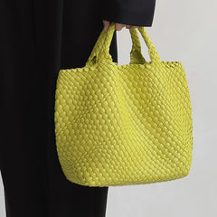 Fashion Versatile Solid Color Feminina Daily Large Capacity Shopping Woven High Quality Casual Woven Tote Bag Golden Atelier Yellow Bag  3