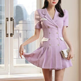 Patchwork Loose A-Line Suit Dresses for Women