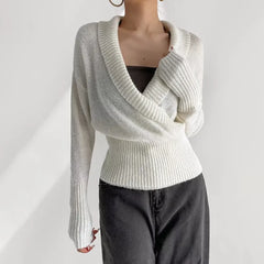 Wrap Knit Long Sleeve Top