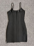  Women's Backless Sequins Sleeveless Splice Mini Dress