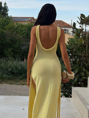 Braided Trim Cutout Maxi Dress
