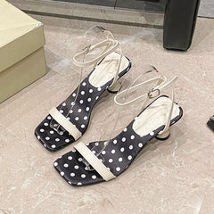 Polka Dot Ankle Strap Heels