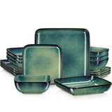  Square Glazed 16 Piece Dinnerware Ceramic Crockery Set