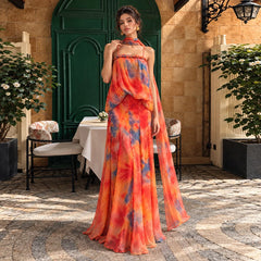 Tie-dye maxi dress with spaghetti straps