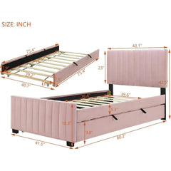 Velvet Upholstered Twin Size Pull Out Bed