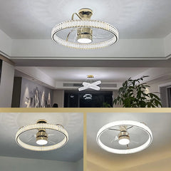 A sleek bladeless ceiling fan with integrated LED light, enhancing any room's décor.  Golden Atelier 3