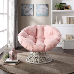 OSP Home Furnishings Wicker Papasan Chair with 360-Degree Swivel Frame and Plush Cushion – Ideal for Modern Living Rooms and Cozy Spaces