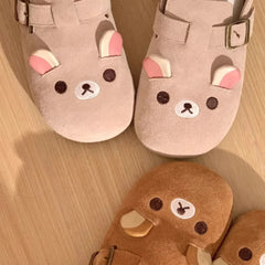 Cartoon Bear Flannel Slip On Slippers