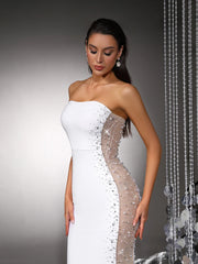 Strapless Pearl Embellished Bodycon Maxi Dress