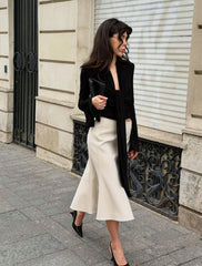 Long V-Neck Bell Sleeve Wrap Top