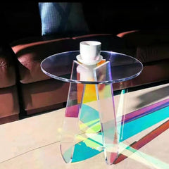 Acrylic Side Table Gradient Round/Oval Colorful Rainbow Clear Table