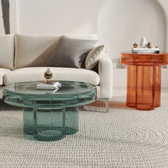 Transparent Round Minimalist Glass Coffee Table