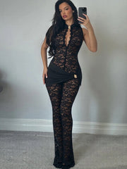 Lace Mock Neck Jumpsuit