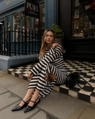 Zigzag Stripe Long Sleeve Maxi Dress