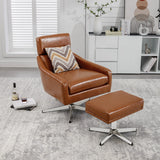 PU Leather Swivel Armchair with Ottoman for Living Room Bedroom Office