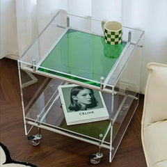 Acrylic Glass Storage Cabinet Trolley with Wheels