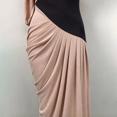 Draped Off-Shoulder Colorblock Maxi Dress