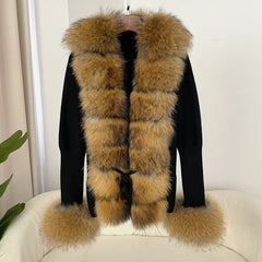 women’s faux fur knit sweater winter