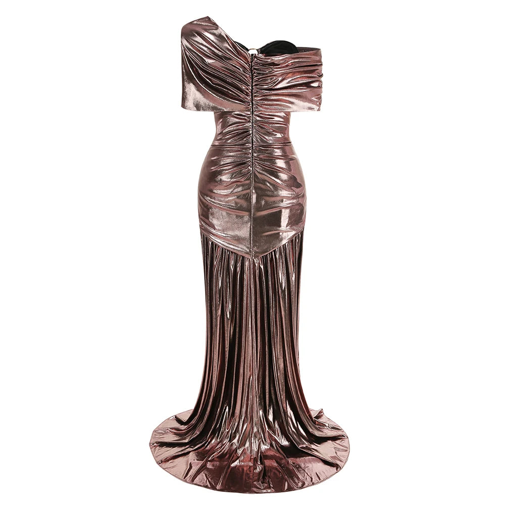 Rose gold evening gown- back view