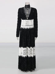 V Neck Lantern Sleeve Maxi Dress on mannequin