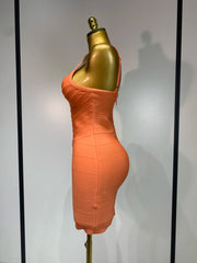 Ribbed Strap Bandage Mini Dress