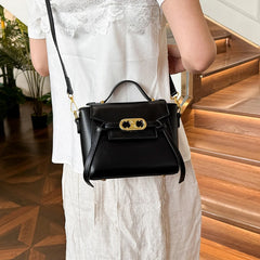 Structured Top Handle Short Gold Hardware Bag