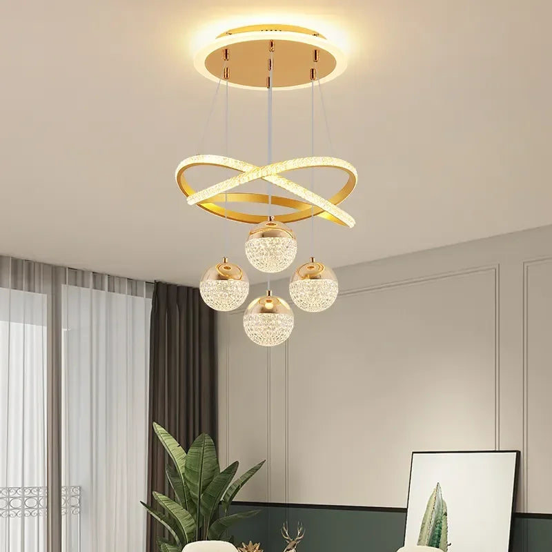 Golden Circular Dimmable Internal Lines LED Ceiling Light