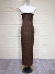 Contrast Strap Plaid Maxi Dress