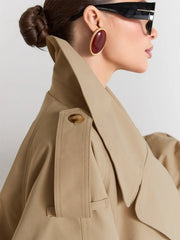 Lapel Double Breasted Belted Jacket