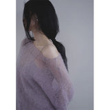 Hollow Out Thin Sweater Slash Neck Knit Pullover