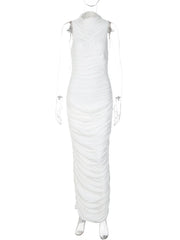 Mock Neck Ruched Maxi Dress