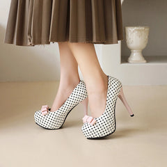 Polka Dot Bow Platform Heels