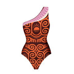 One Shoulder Swimsuit and Wide Leg Pants Two Piece Set