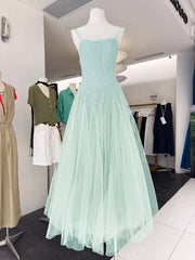 Square Neckline Tulle Empire Waist A-Line Dress