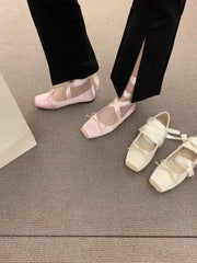 Floral Square Toe Flats