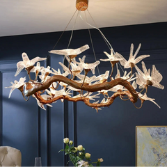 Copper Bird Branch Hanging Chandelier