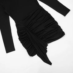 Long Sleeve Turtleneck Ruched Detail Mini Dress