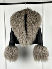 Faux Fur Collar Moto Jacket
