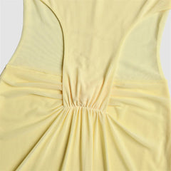 Mock Neck Draped See-Through Double-Layer Maxi Dress