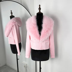 Faux Fur Trimmed Cardigan