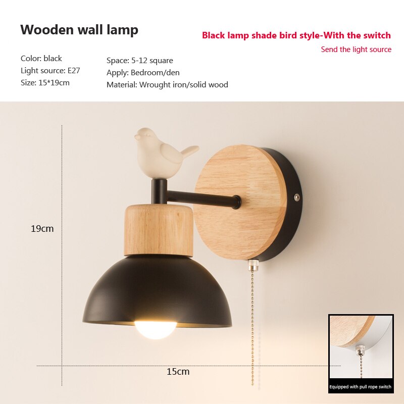 LED Wall Lamp Wooden Creative Decor Light with bulb