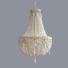 Wood Pendant Lights Vintage White Bead Suspension Chandeliers