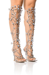 PVC Transparent Stiletto Heels Crystal T-strap Women's Shoes