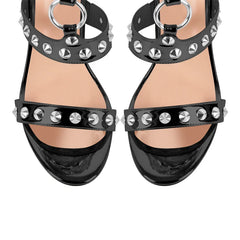 Studded Rivet Ankle Strap Stiletto Thin High Heel