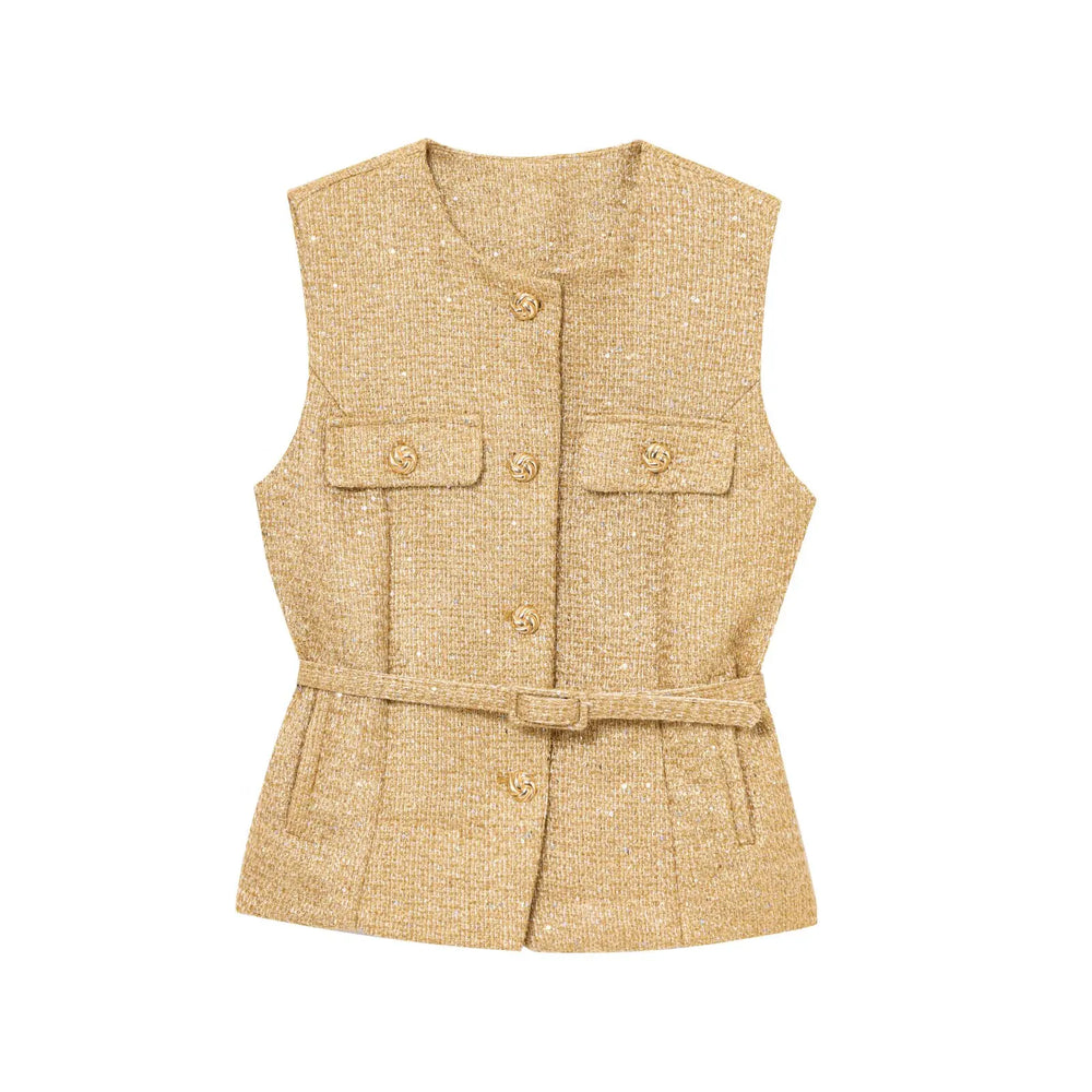 Beige vest with buttons