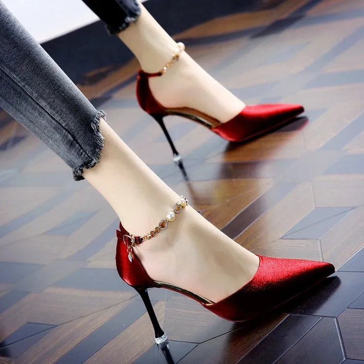 Stiletto Red/Black Pumps Heels for Women