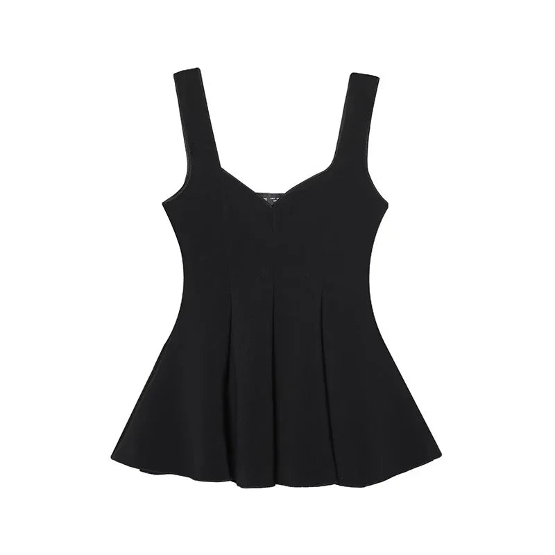 Black dress with thin straps on a white background