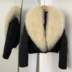 Cropped Fur Collar Puffer Jacket