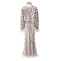 Polka Dot Puff Sleeve Shirt and Maxi Skirt Set