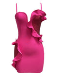 Ruffles Heart Designer Diamonds Pink Mini Bandage Dress